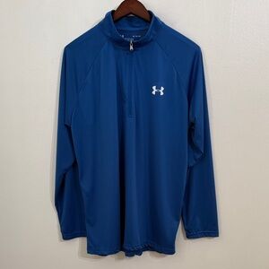 UNDER ARMOUR Quarter Zip Pullover Mens Extra Large Blue Long Sleeve Activewear